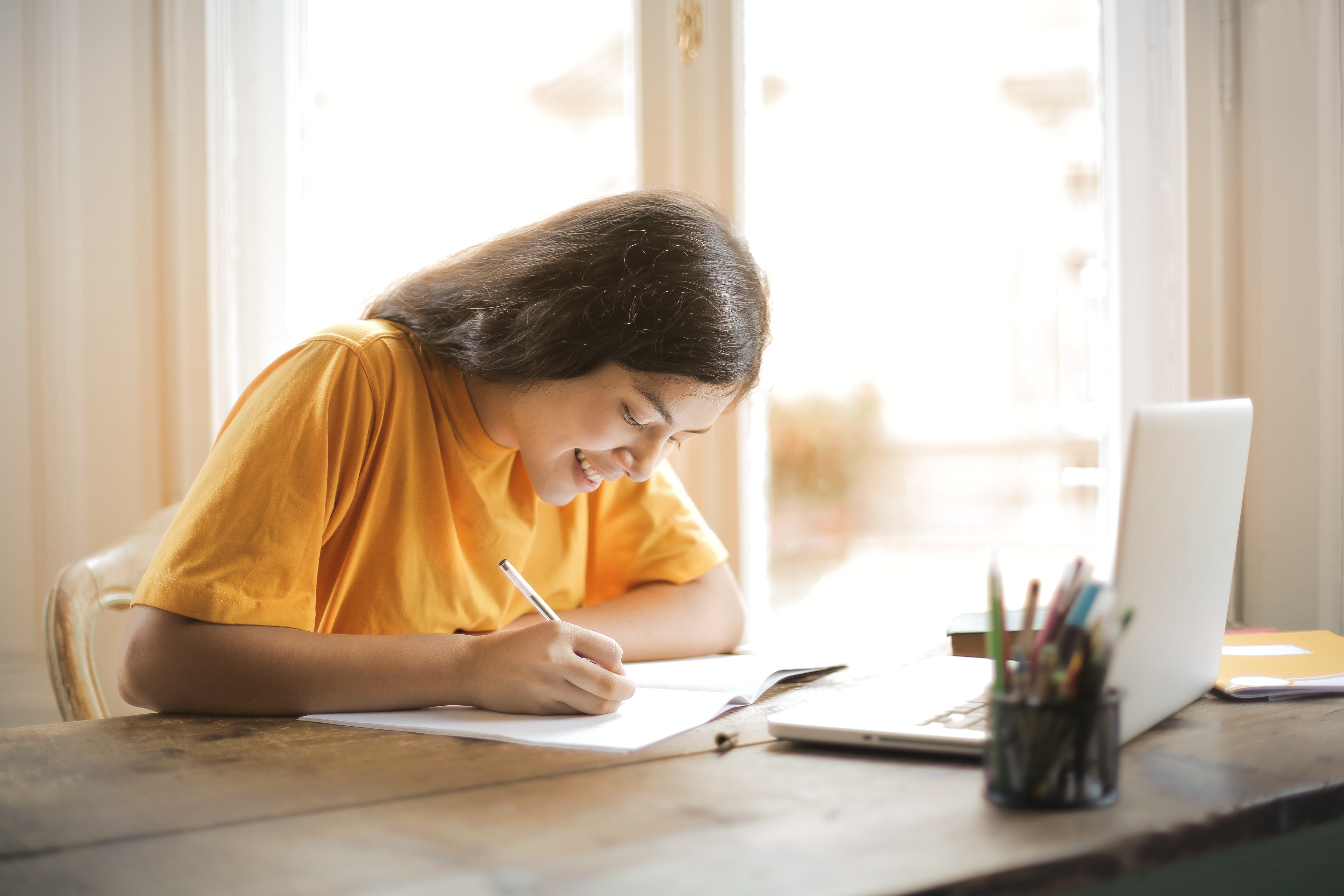 girl doing her homework